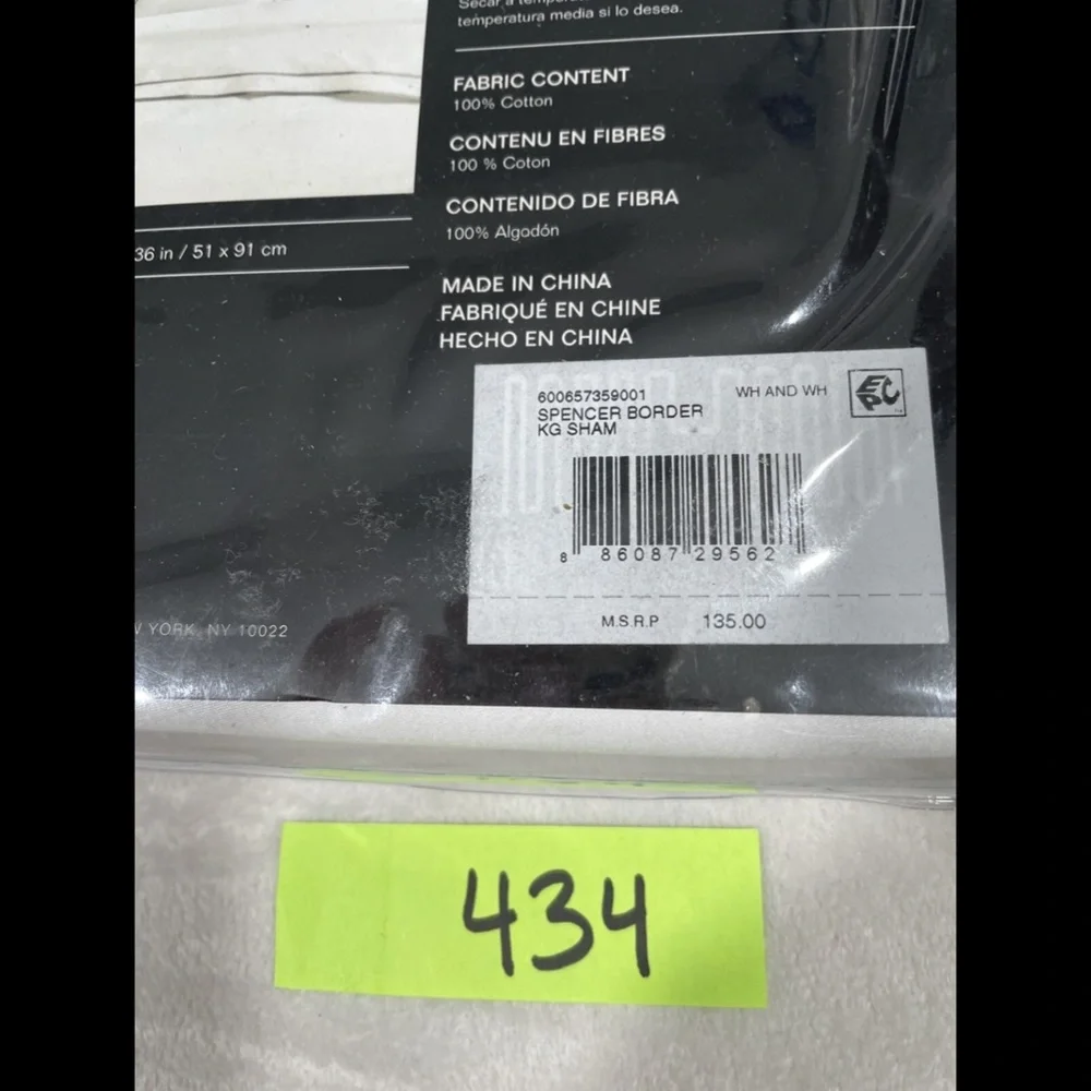 NIB Lauren Ralph Lauren Spencer Cotton‎ Sateen Border King Sham